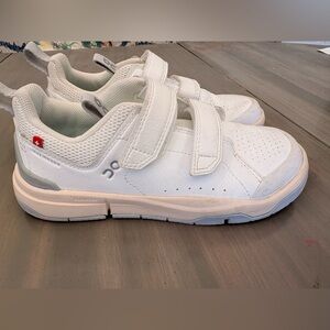 On Running Kids' White Velcro Sneakers with Subtle Gray Accents